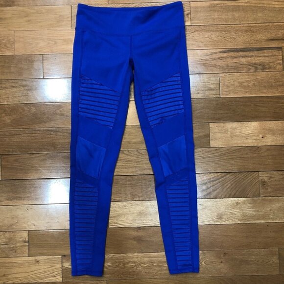 Alo Yoga Moto Bright Blue Leggings Size M - Picture 2 of 7